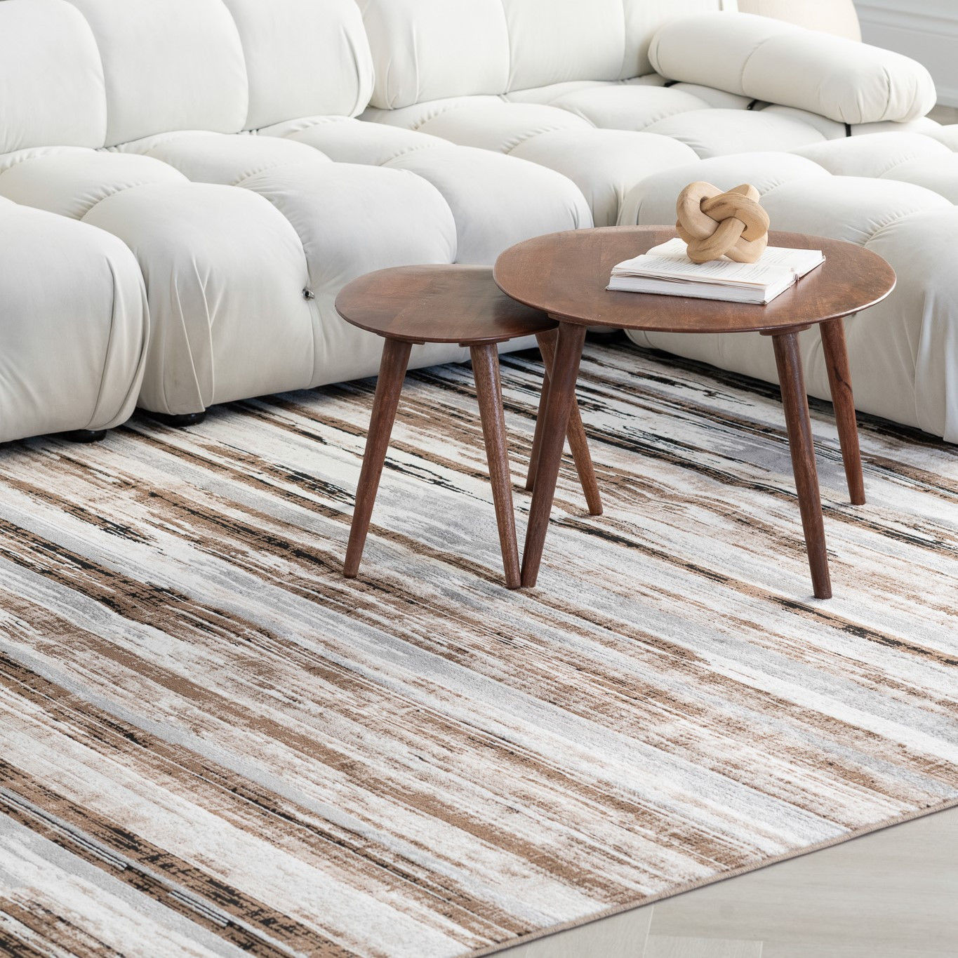 6" X 9" Beige Striped Dhurrie Area Rug