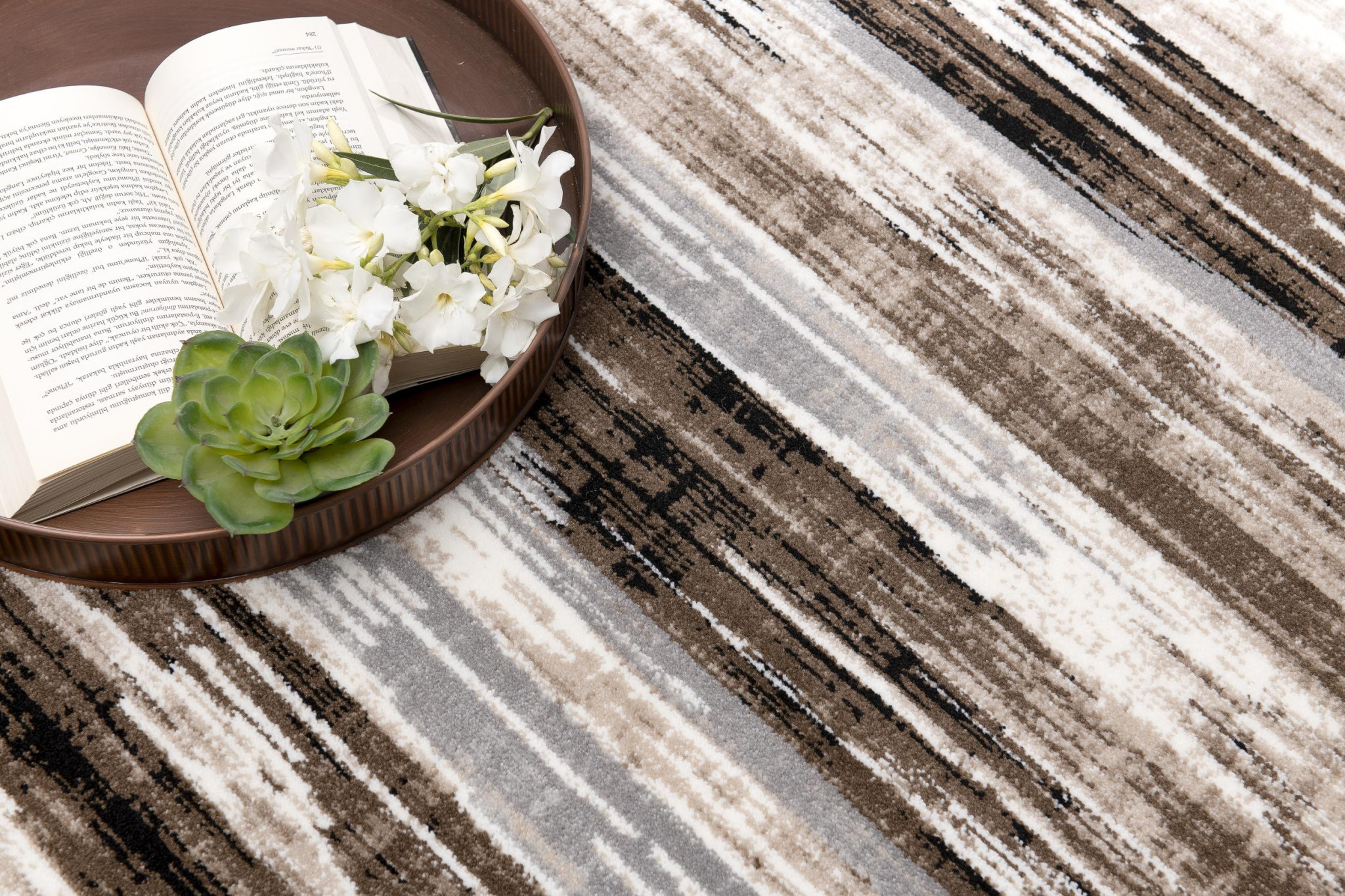 8" X 10" Beige Striped Dhurrie Area Rug