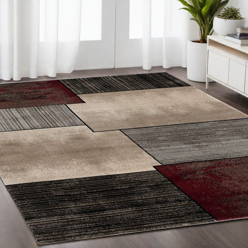 8' X 10' Brown Abstract Dhurrie Area Rug-394016-1