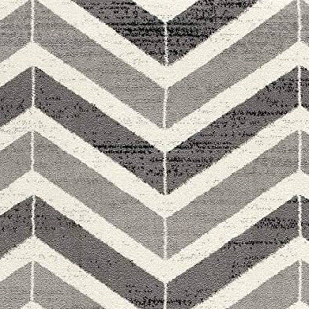 3" X 5" Gray Chevron Power Loom Area Rug