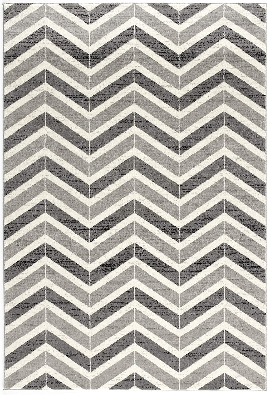 8" X 11" Gray Chevron Dhurrie Area Rug