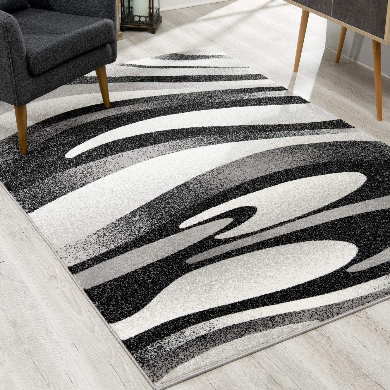 6" X 9" Gray Abstract Dhurrie Area Rug