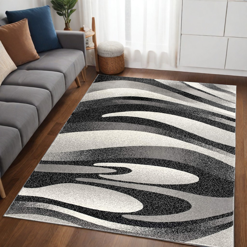 6' X 9' Gray Abstract Dhurrie Area Rug-394057-1