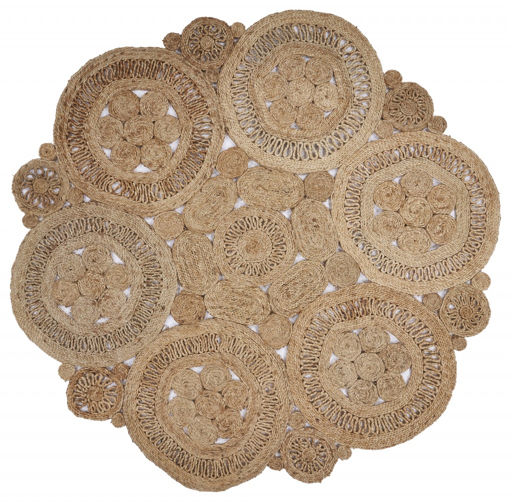 6' Natural Round Hand Braided Area Rug-394200-1
