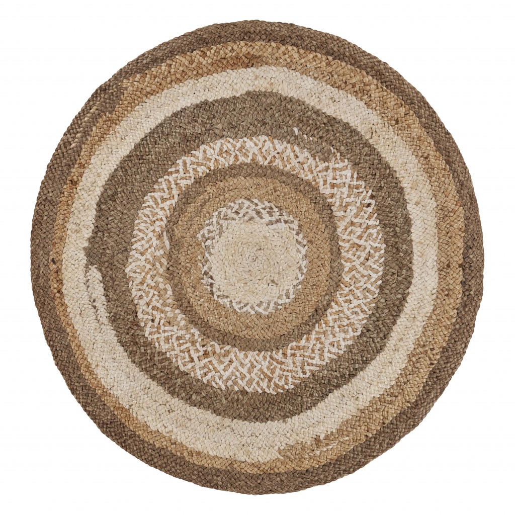 Multicolored Concentric Boutique Jute Rug-394216-1