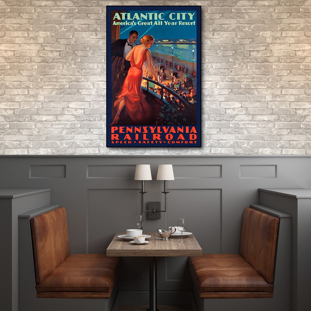 9" x 12" Vintage 1935 Atlantic City Travel Poster Wall Art