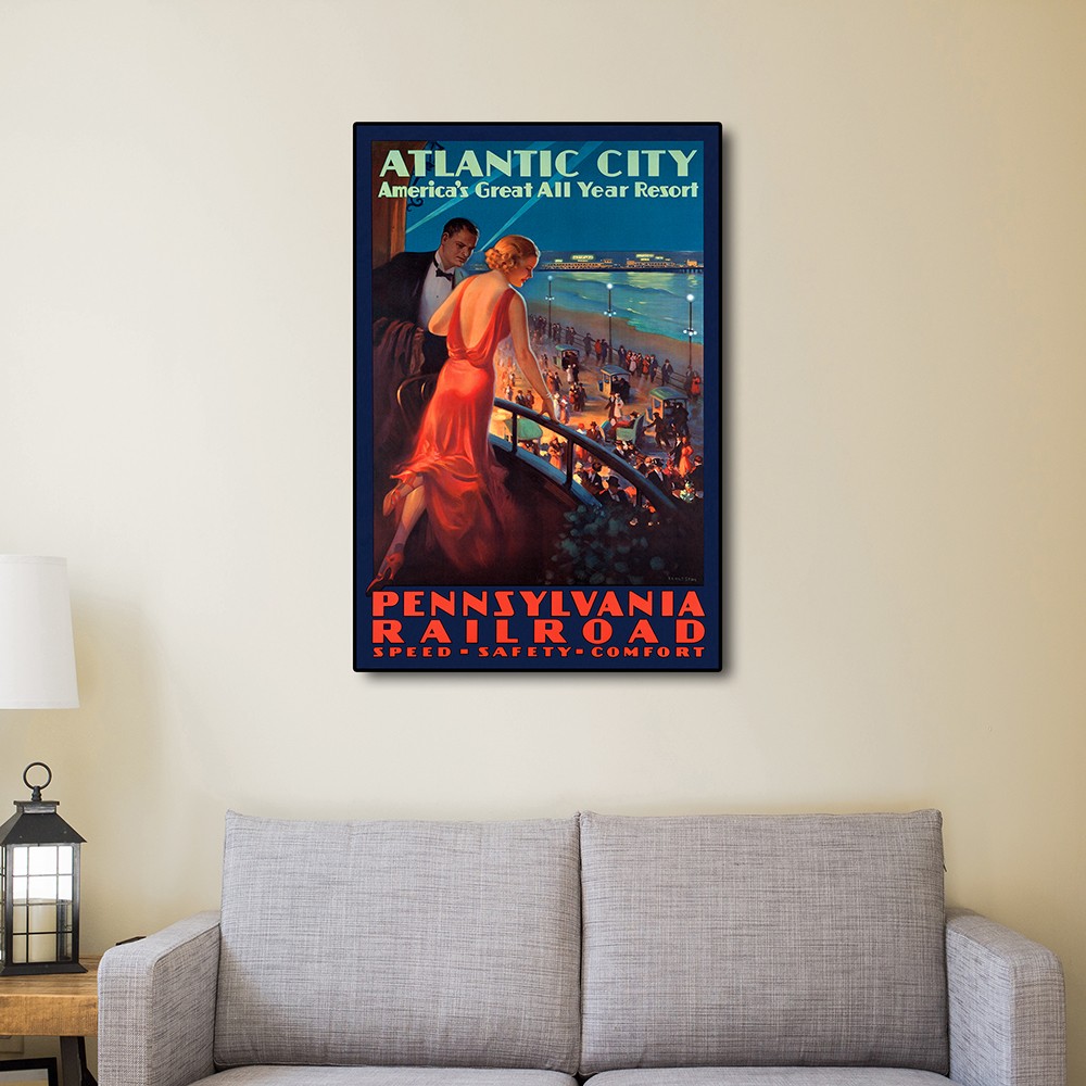 9" x 12" Vintage 1935 Atlantic City Travel Poster Wall Art