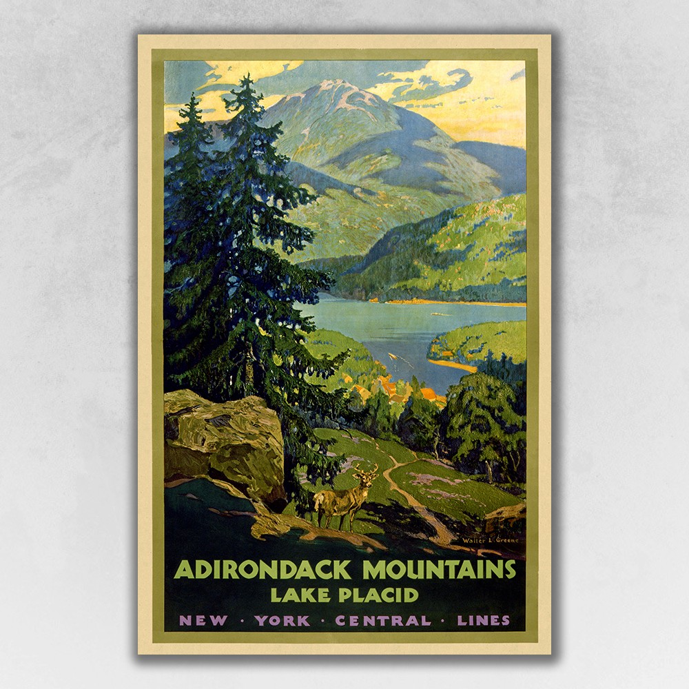 Vintage 1920S Adirondack Mountains Unframed Print Wall Art-394264-1