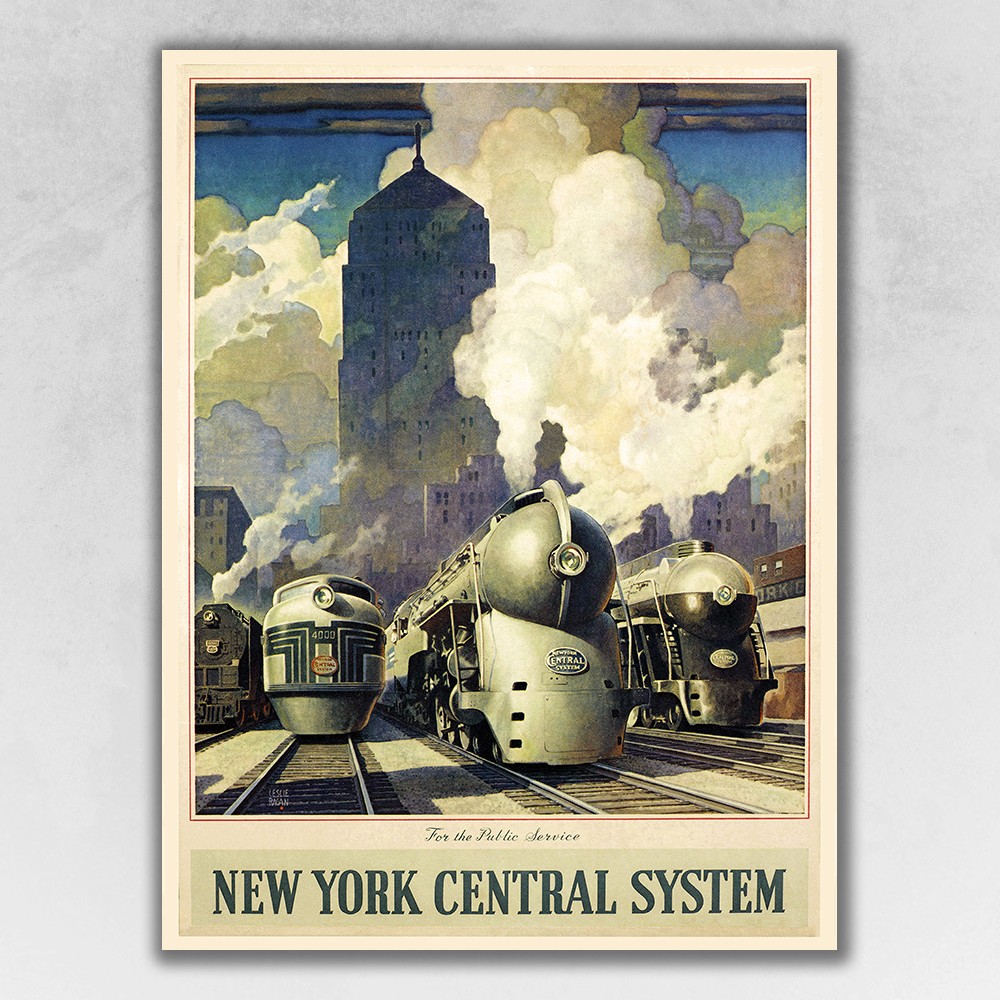 New York Railroad Vintage Travel Unframed Print Wall Art-394269-1
