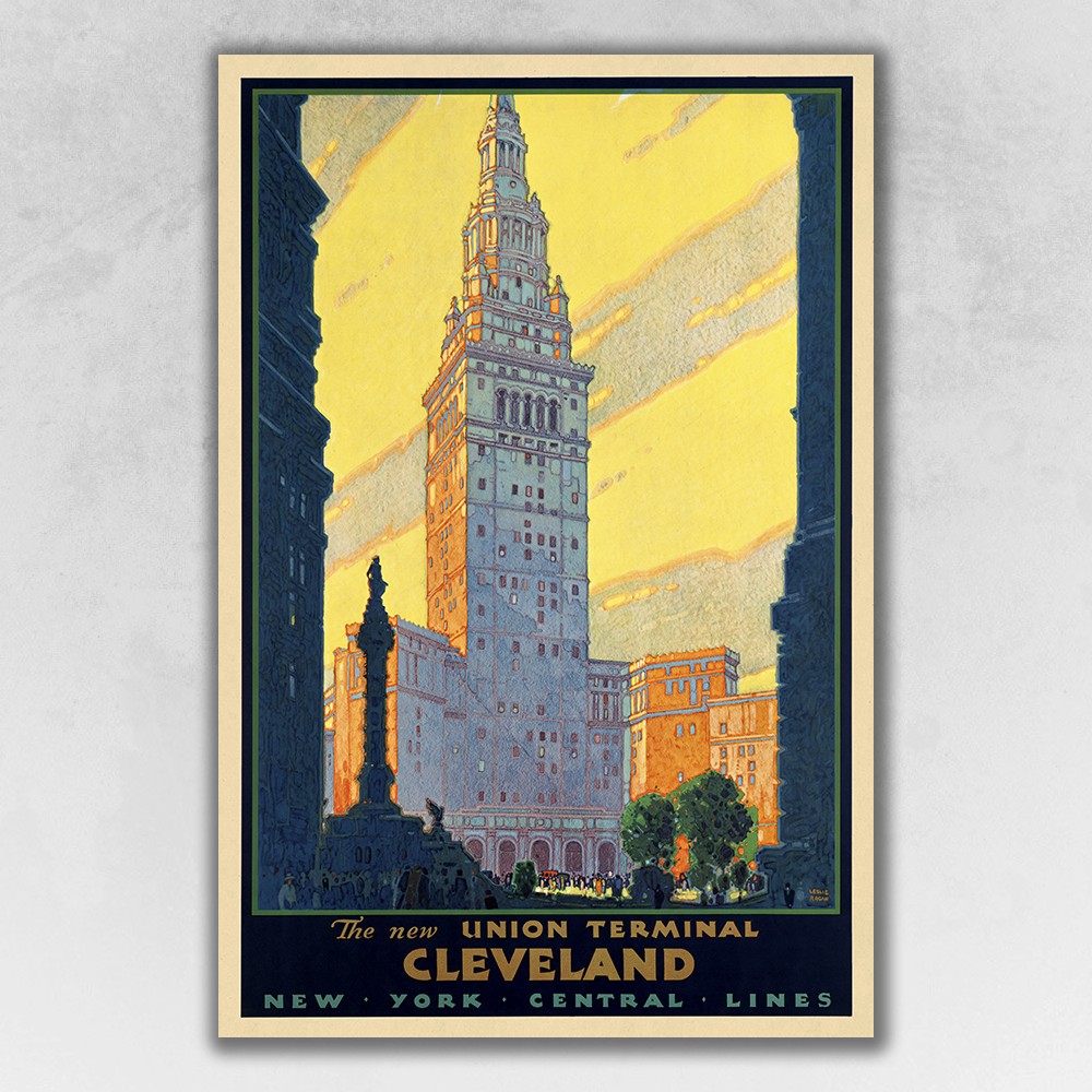 Cleveland Union Terminal Vintage Travel Unframed Print Wall Art-394274-1