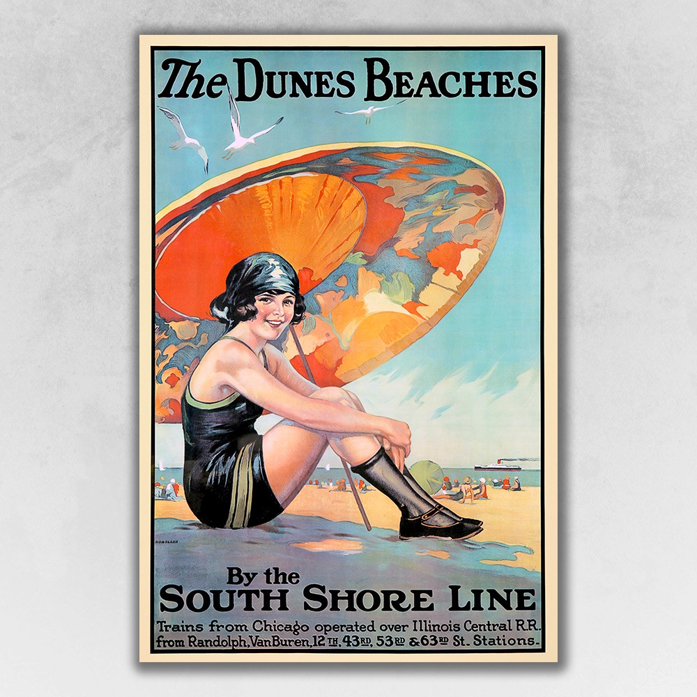 Dunes Beaches Vintage Travel Unframed Print Wall Art-394280-1