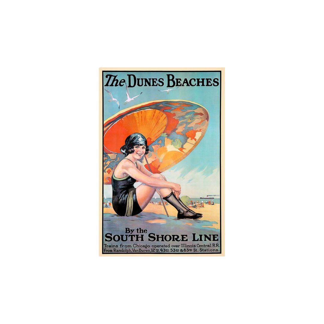 Dunes Beaches Vintage Travel Unframed Print Wall Art-394281-1