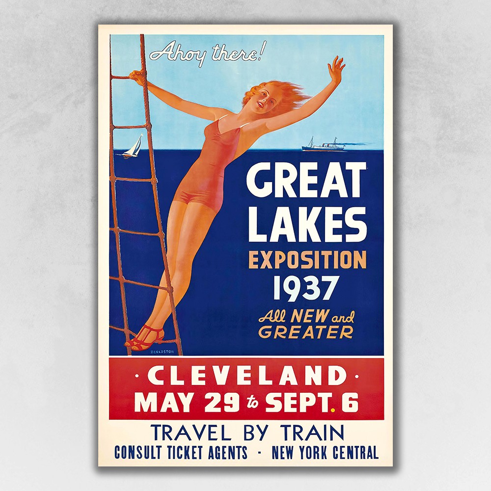 24" X 36" Great Lakes 1937 Vintage Travel Poster Wall Art-394291-1