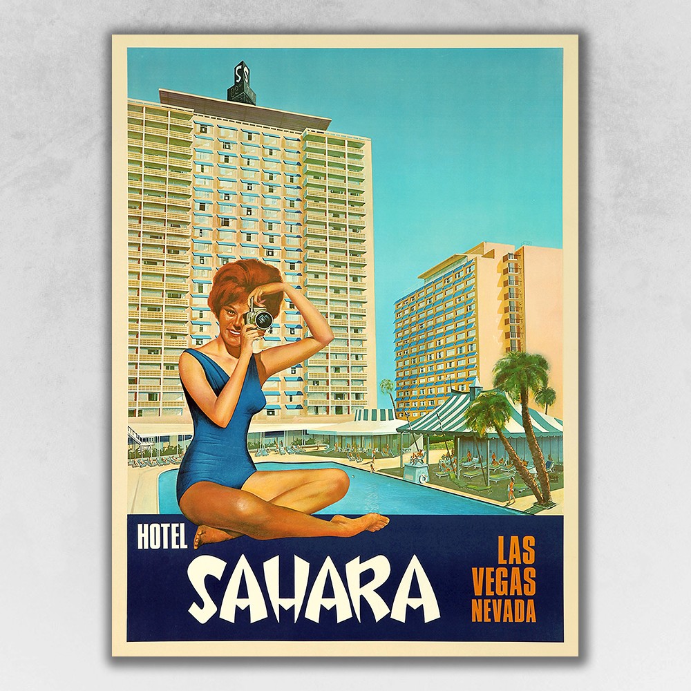 24" X 30" Hotel Sahara C1960S Las Vegas Vintage Travel Poster Wall Art-394296-1