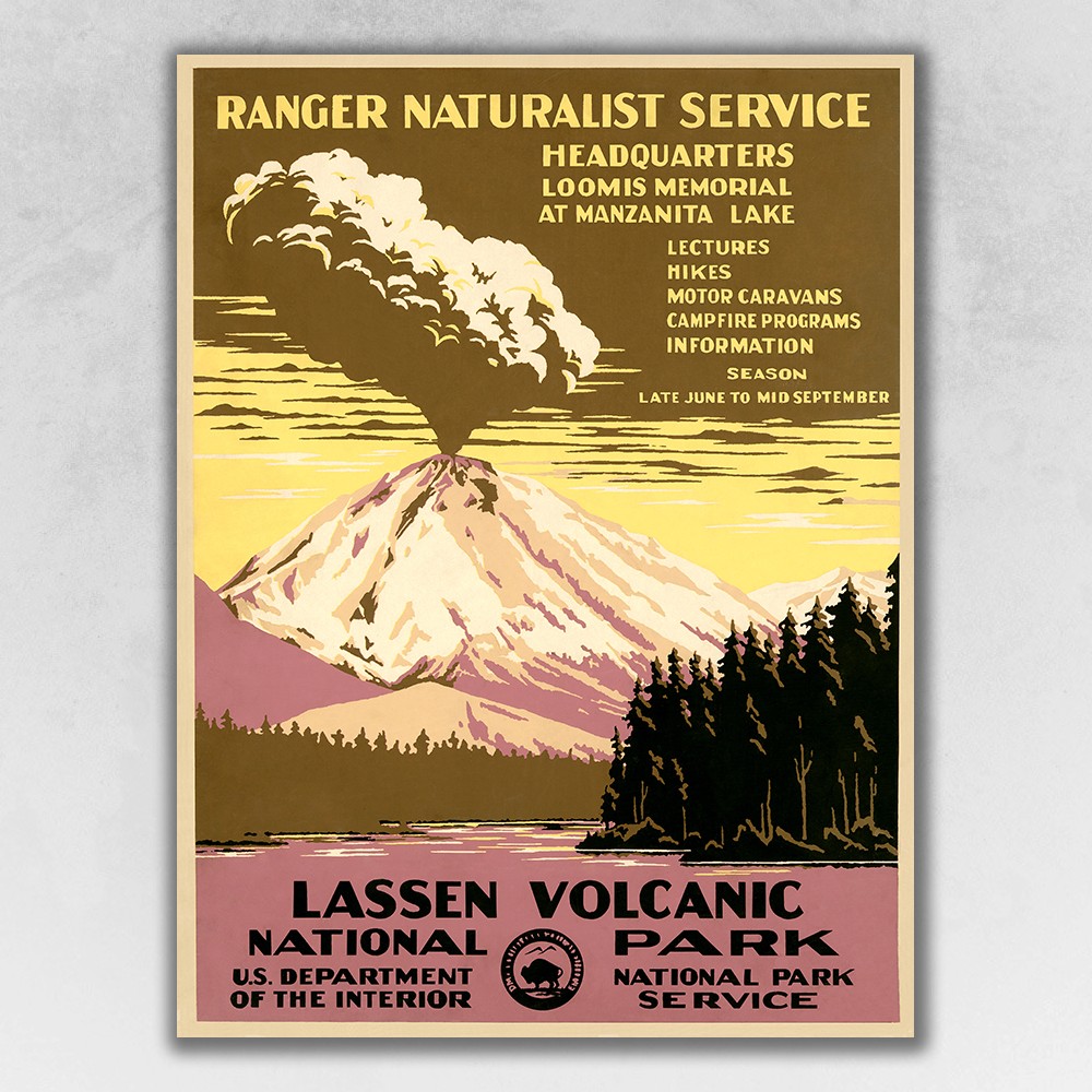 24" X 32" Lassen Volcanic National Park Vintage Travel Poster Wall Art-394301-1