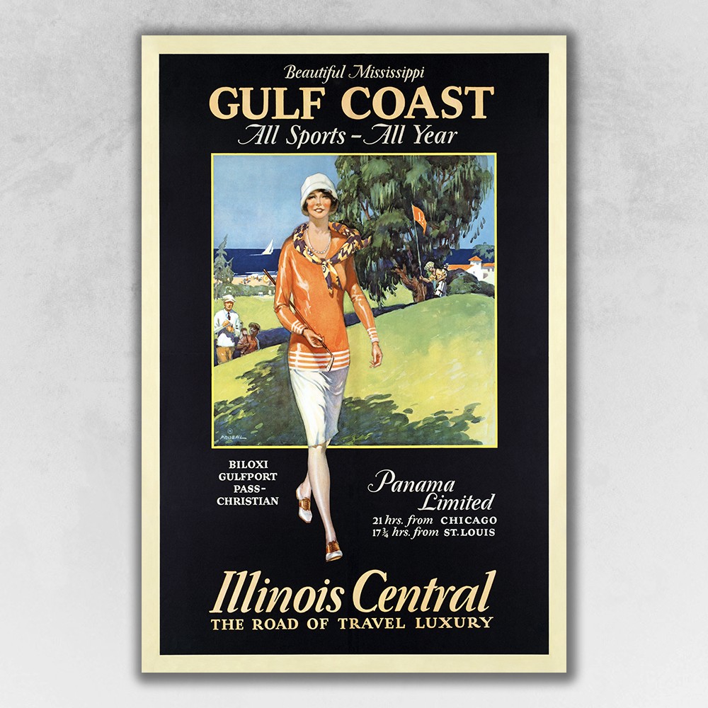 Gulf Coast Golf 1932 Vintage Travel Unframed Print Wall Art-394306-1