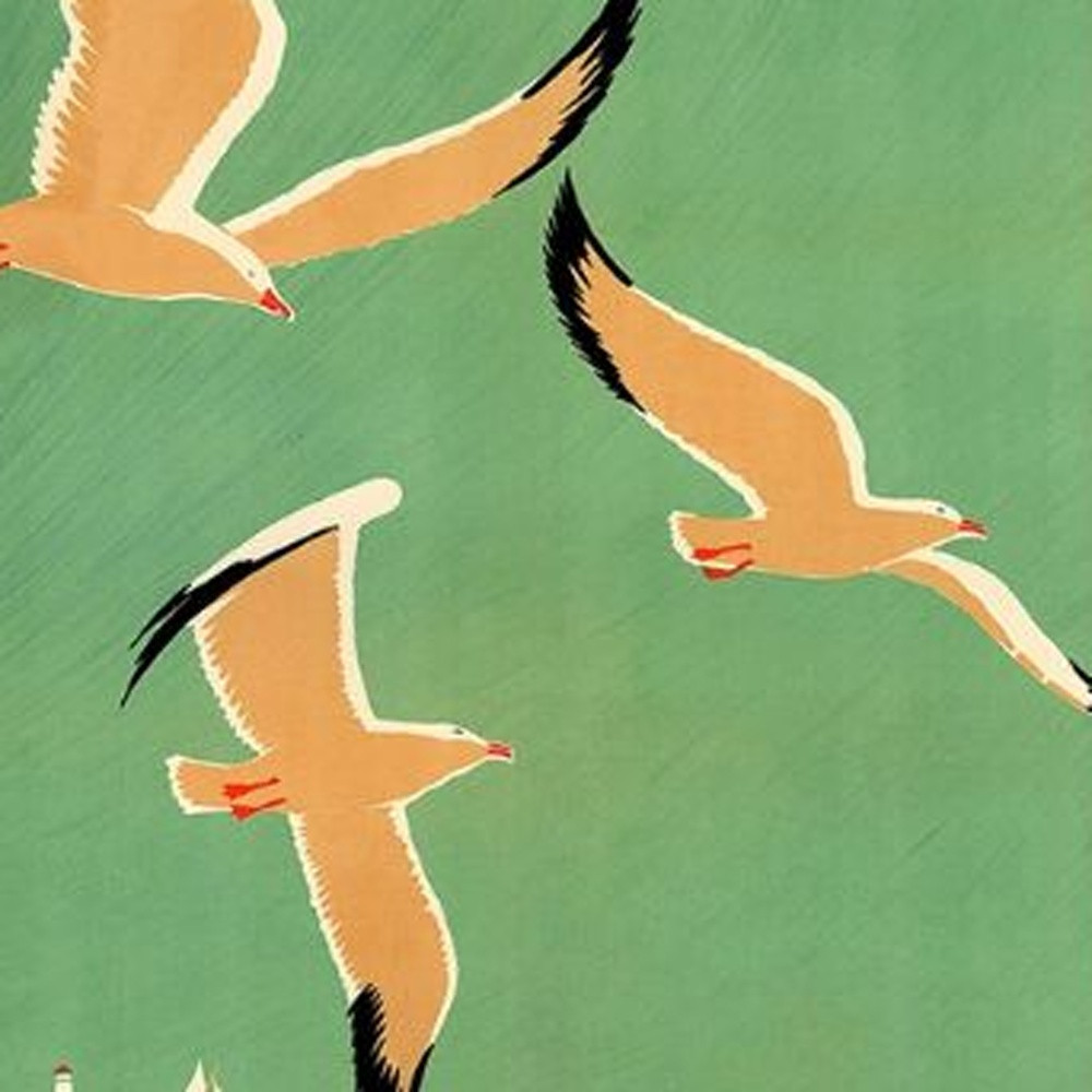 16" x 24" Birds Over Lake Michigan c1929 Vintage Travel Poster Wall Art