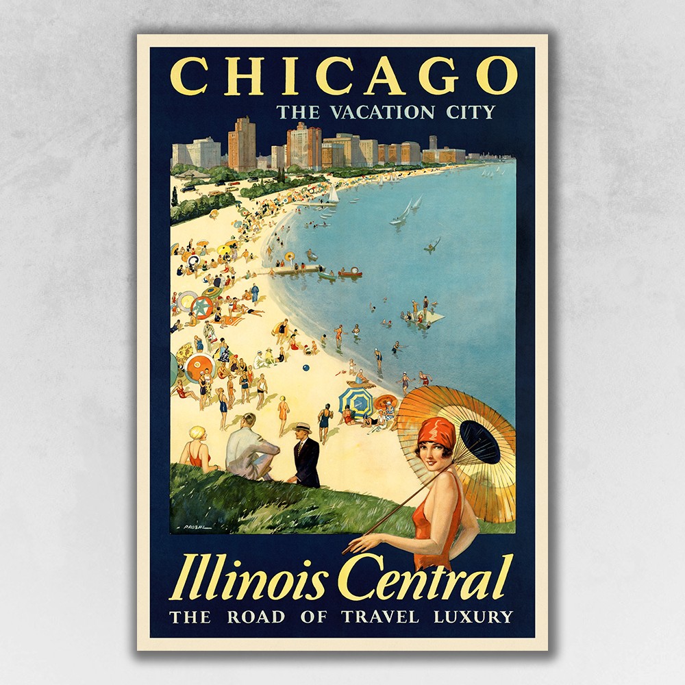 Vintage 1929 Chicago Vacation Travel Unframed Print Wall Art-394345-1