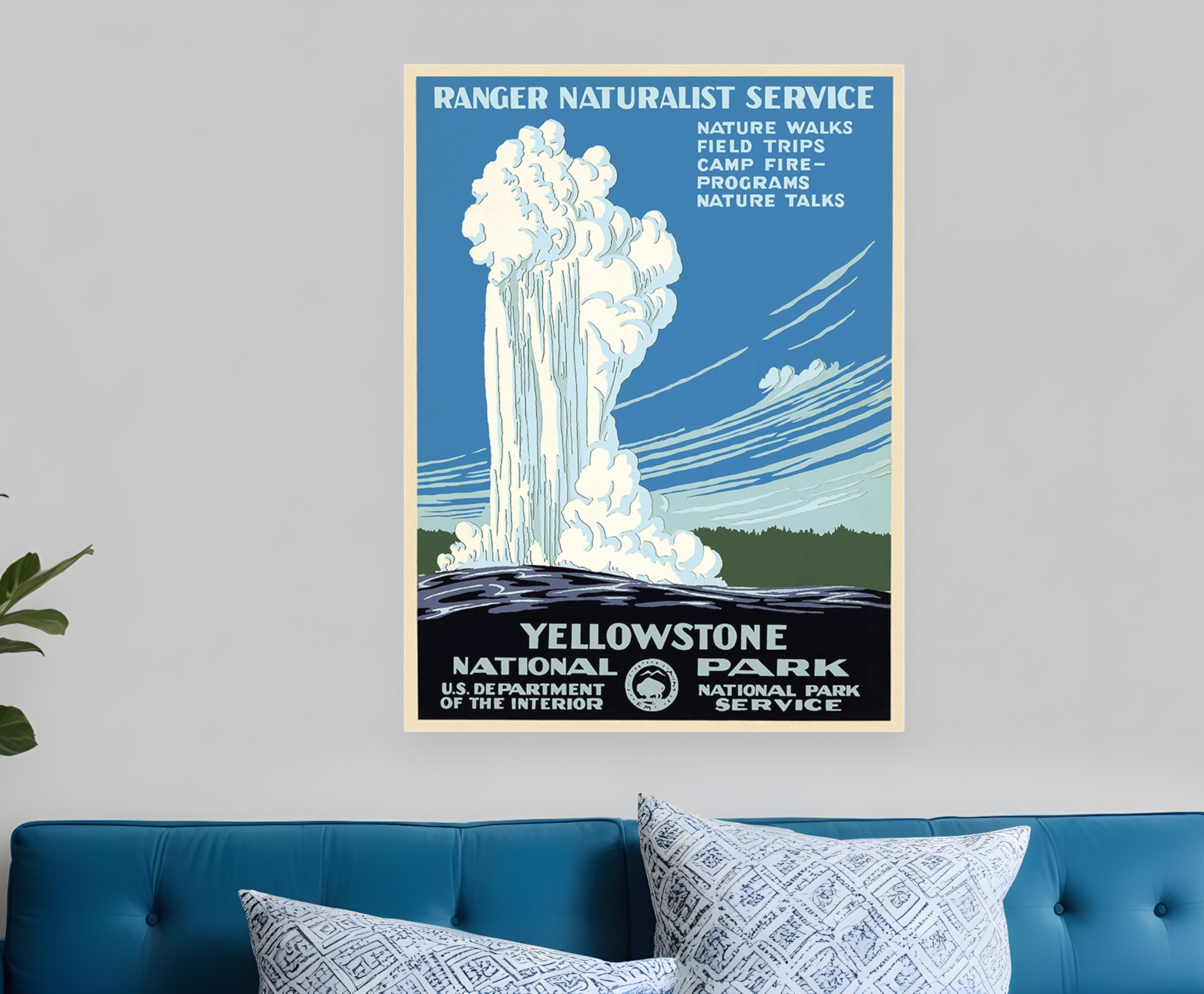 36" x 48" Yellowstone National Park c1938 Vintage Travel Poster Wall Art-394377-1