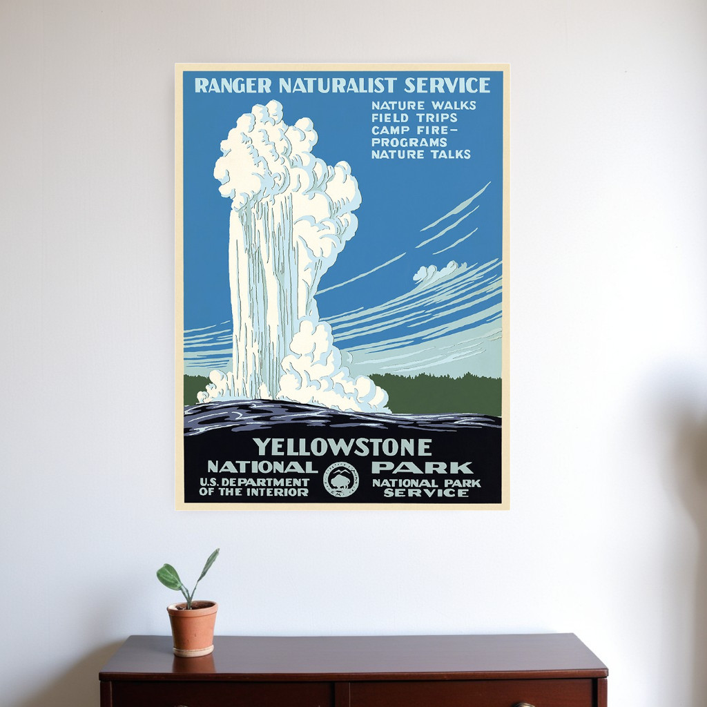 24" x 32" Yellowstone National Park c1938 Vintage Travel Poster Wall Art-394378-1