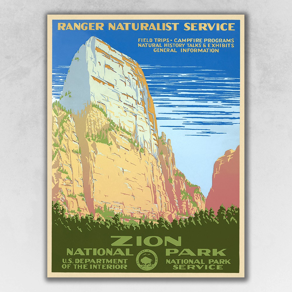 36" x 48" Zion National Park c1938 Vintage Travel Poster Wall Art-394383-1