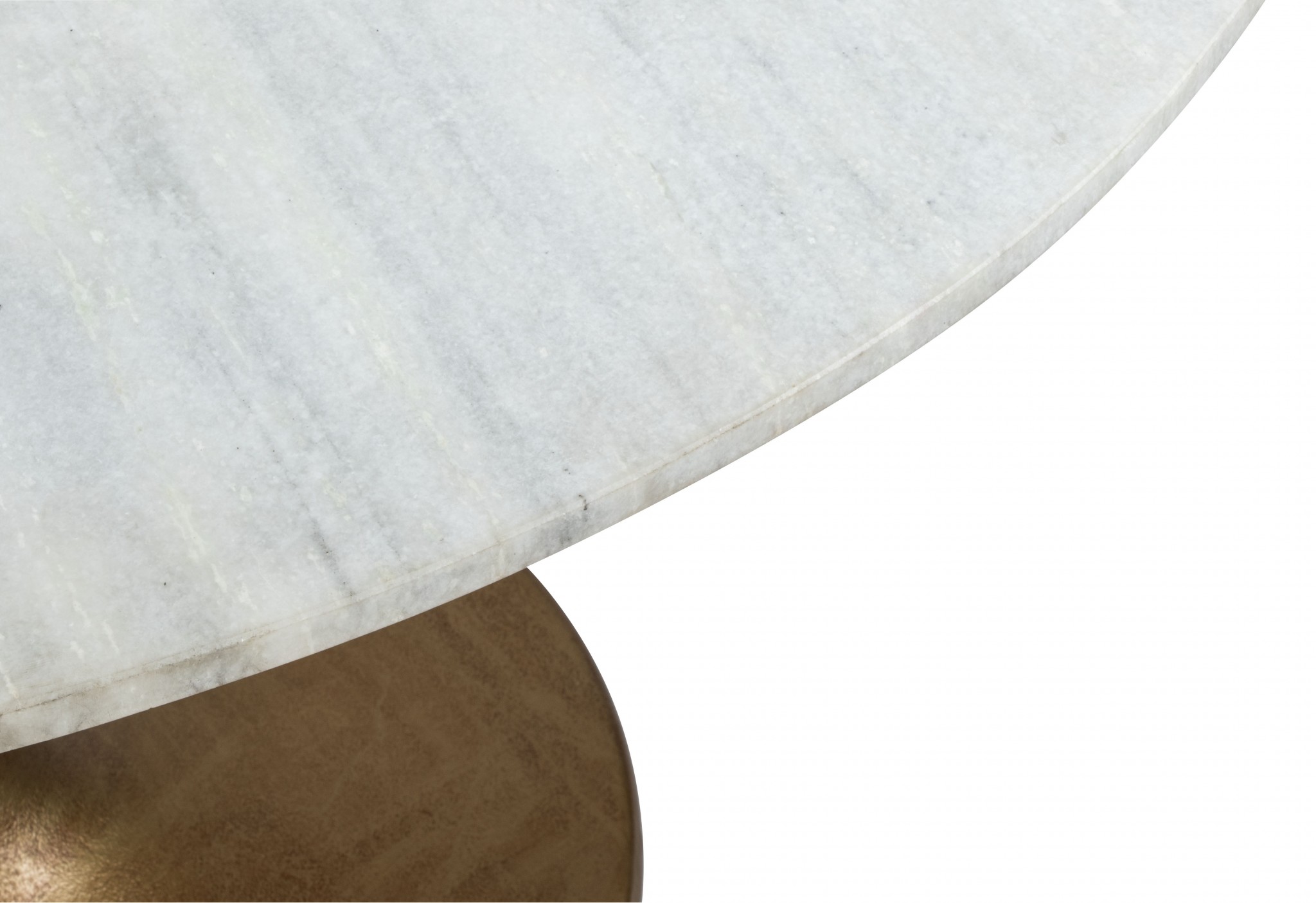 White Marble and Gold Round Pedestal Dining Table