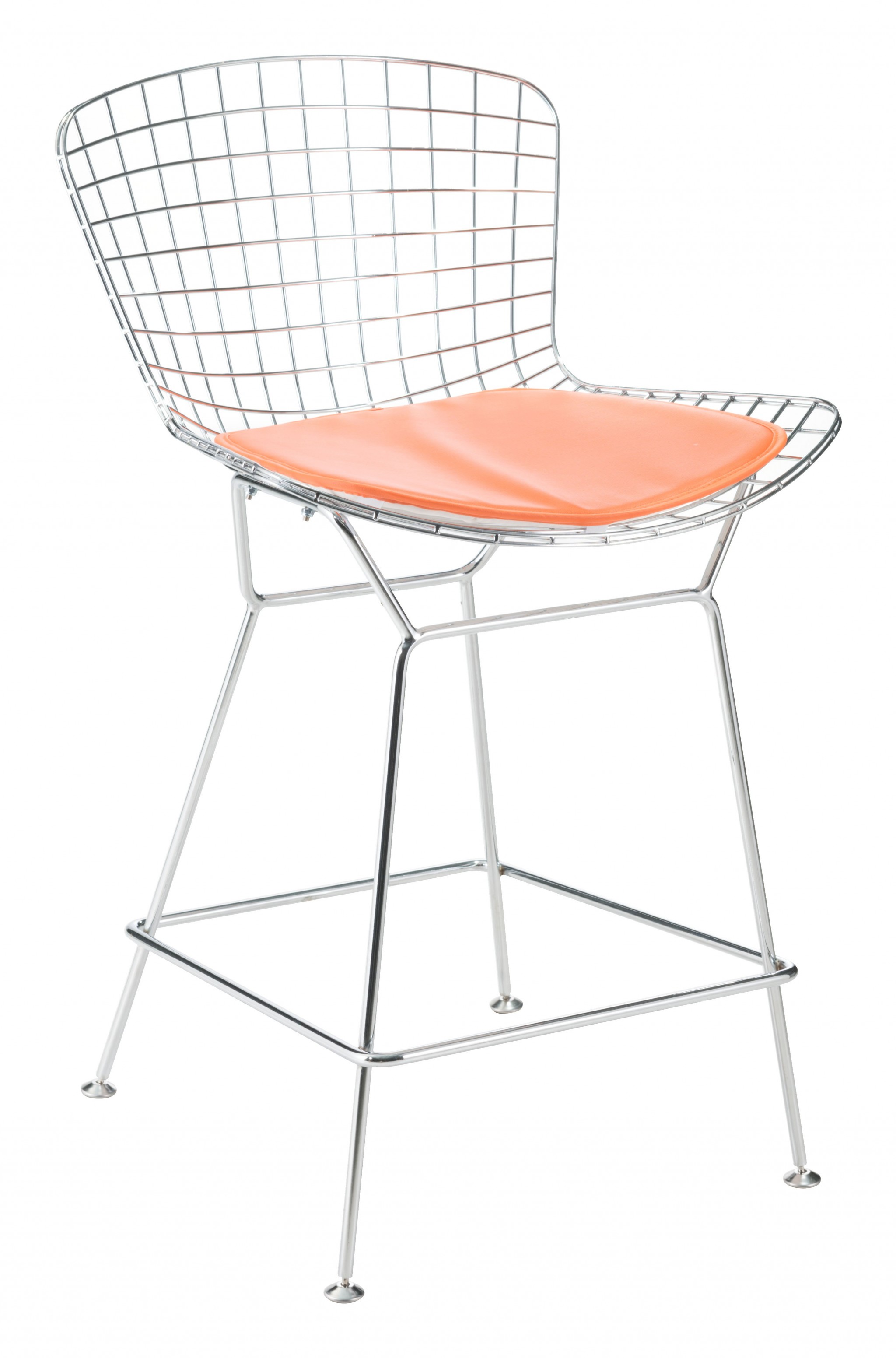 Orange Faux Leather Cushion Chair Pad