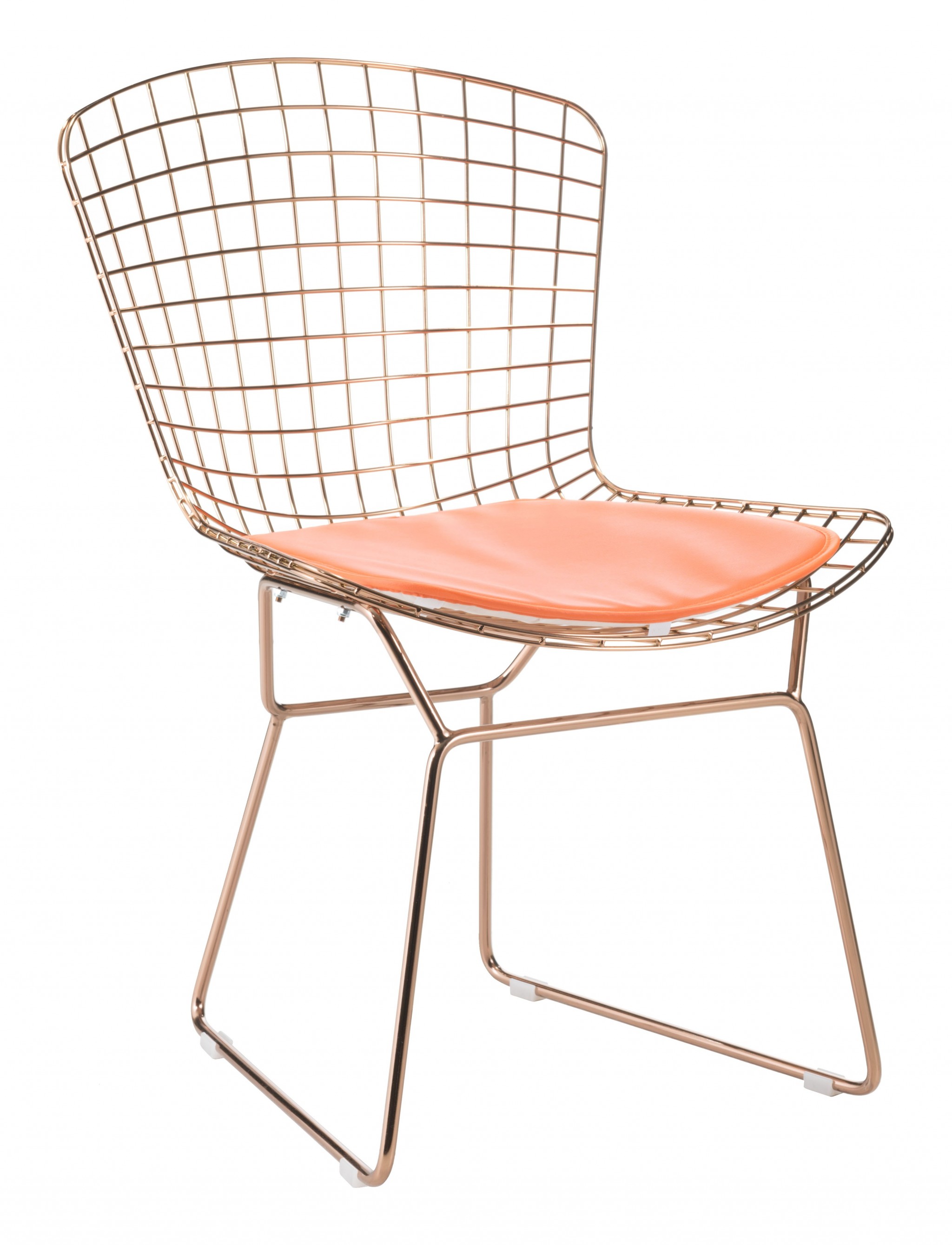 Orange Faux Leather Cushion Chair Pad