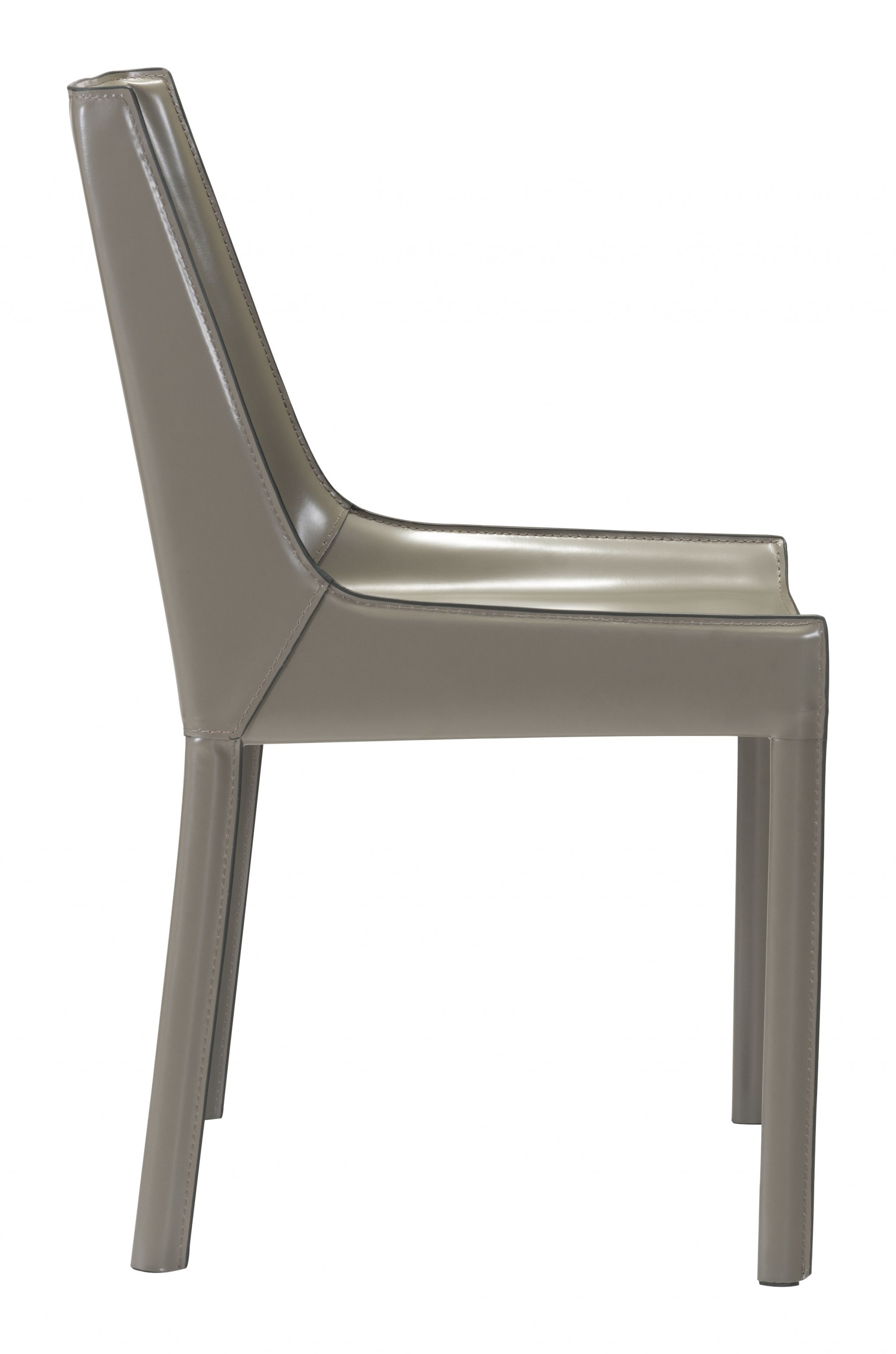 Set of Two Gray Faux Leather Dining Chairs