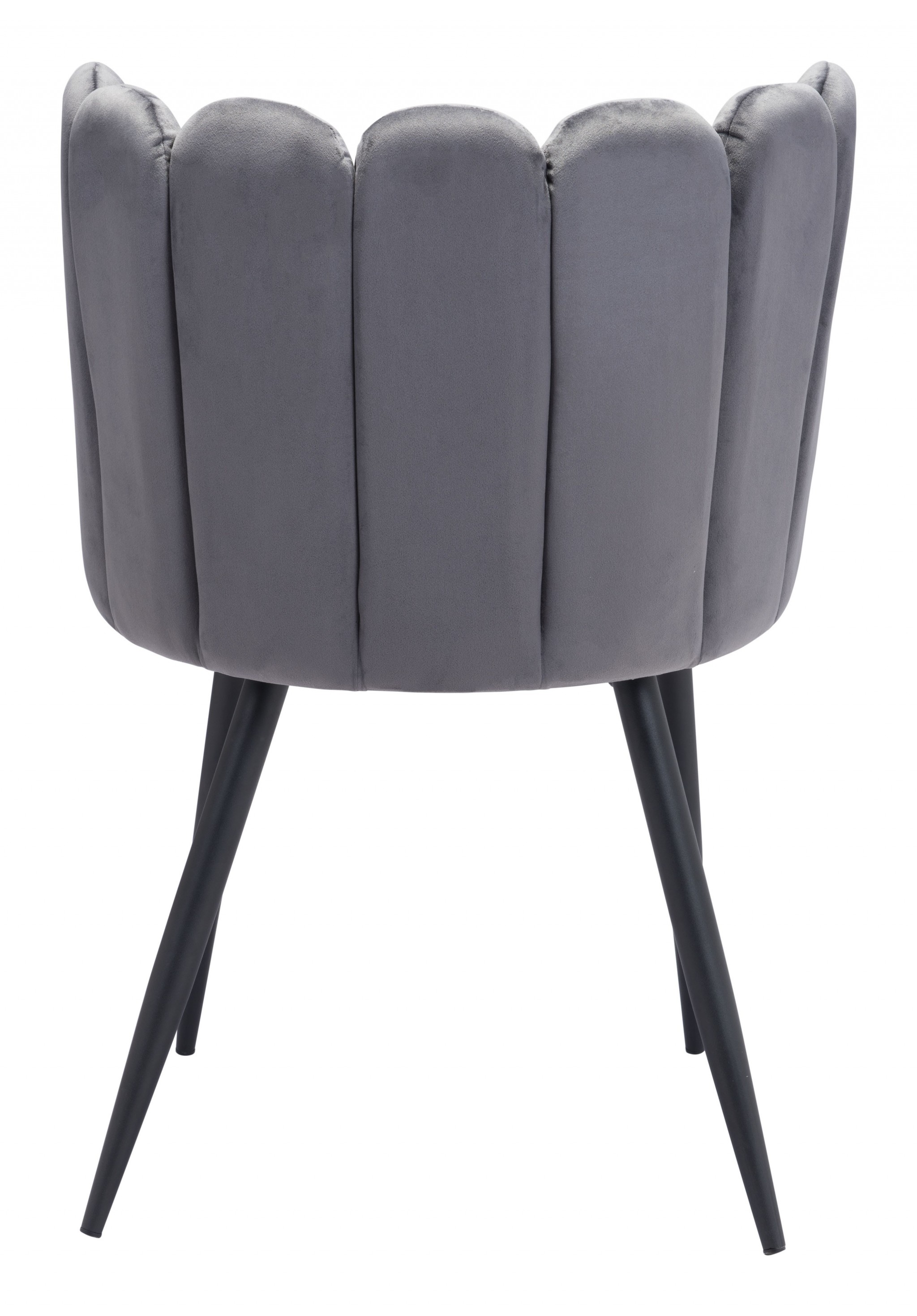 Set of Two Gray Velvet Glam Clam Dining Chairs