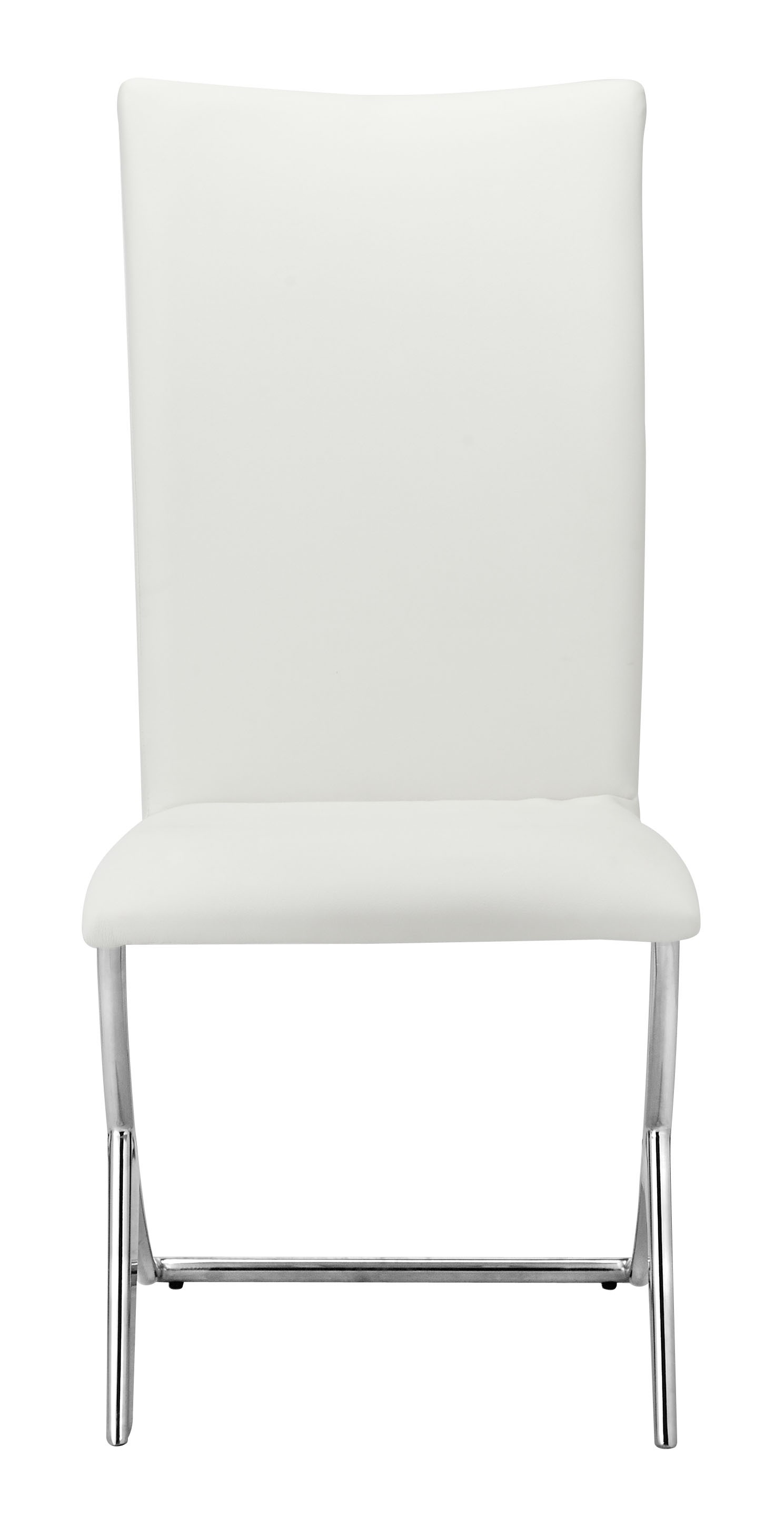 Set of Two Contempo Slim White Faux Leather and Stainless Dining Chairs