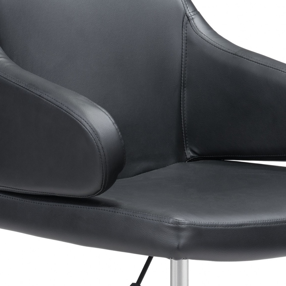 Black Mid Century Mod Faux Leather Office Chair