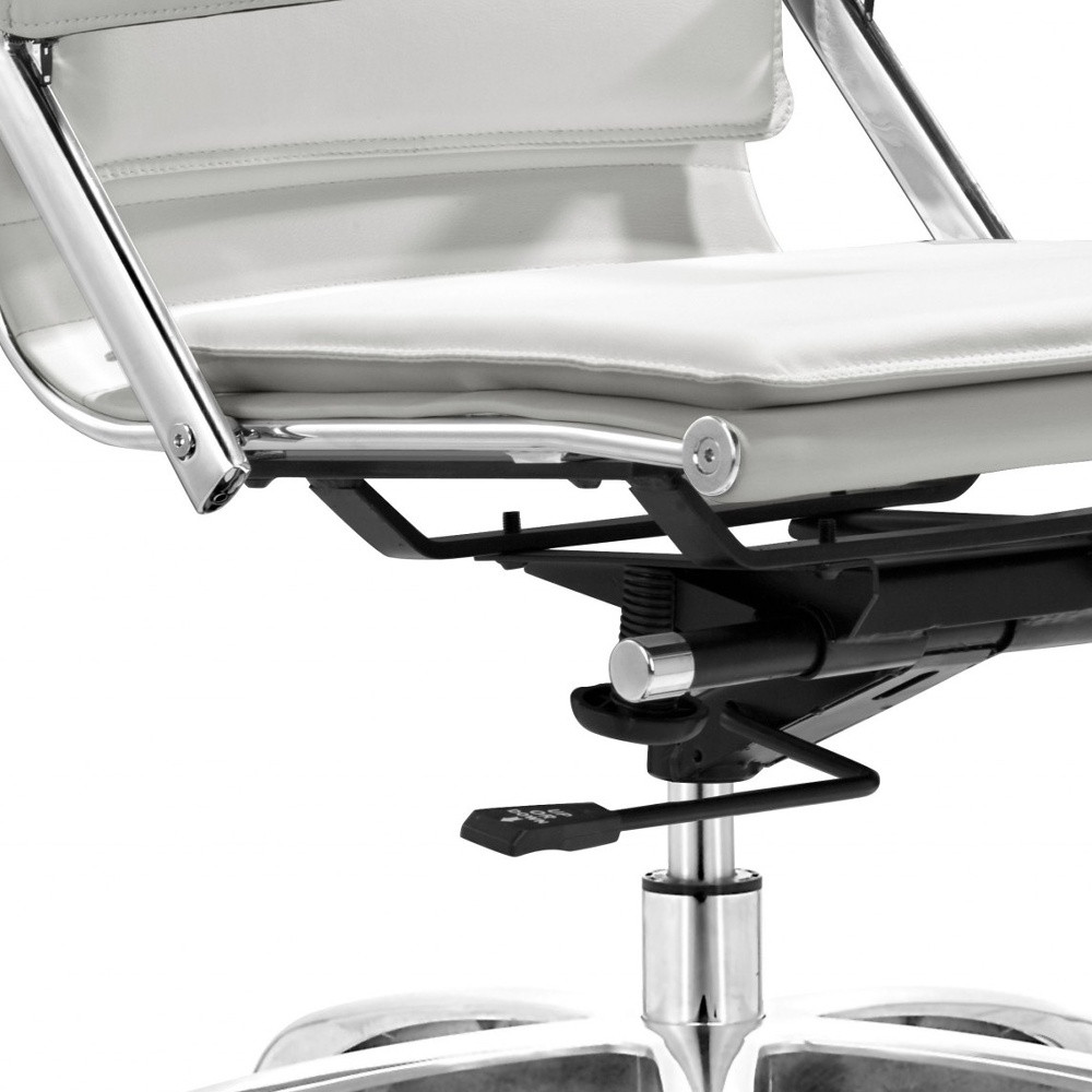 White Faux Leather Executive Rolling Office Chair