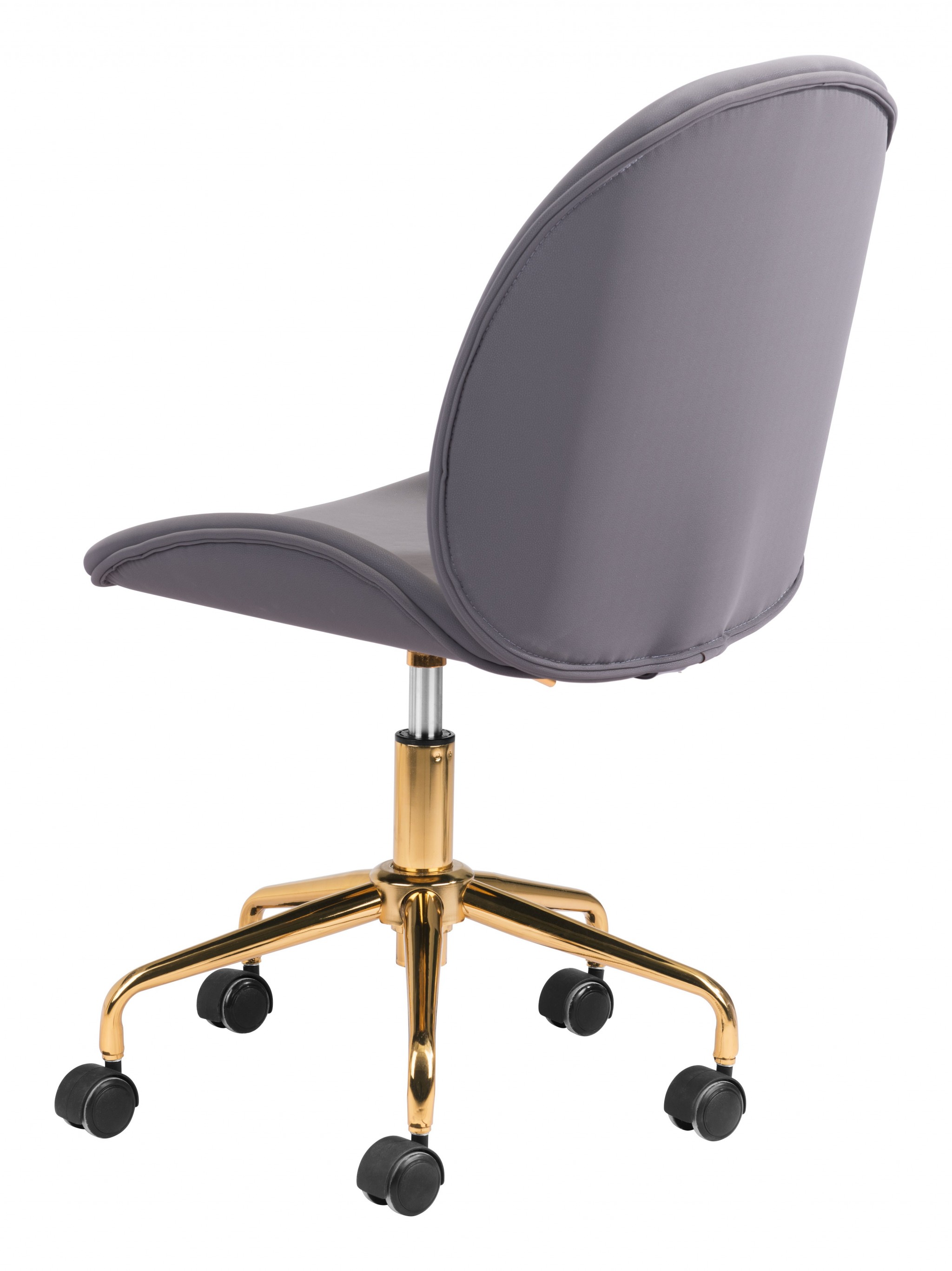 Contempo Gray Velvet and Gold Rolling Office Chair