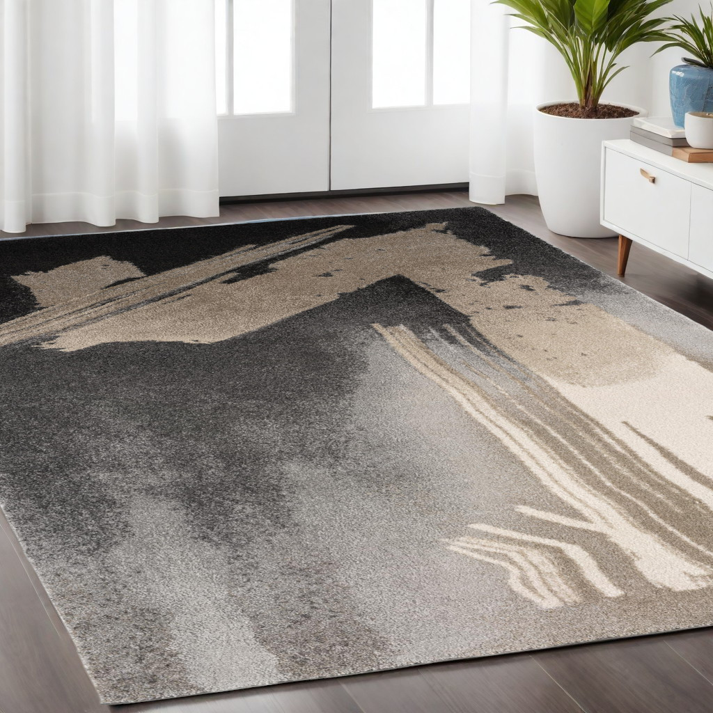 6' X 9' Gray Abstract Power Loom Area Rug-394979-1