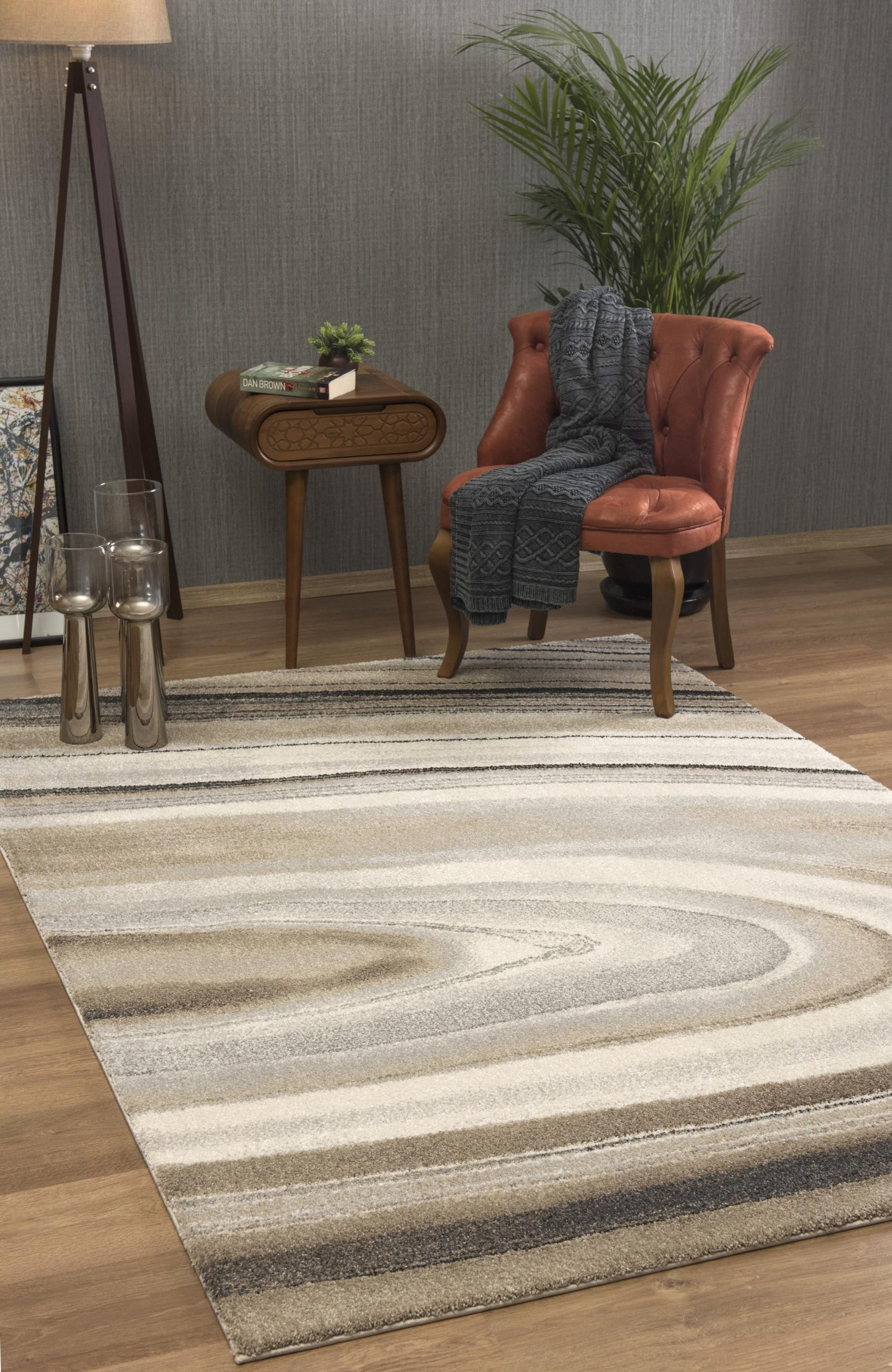 4" X 6" Cream and Tan Abstract Marble Area Rug