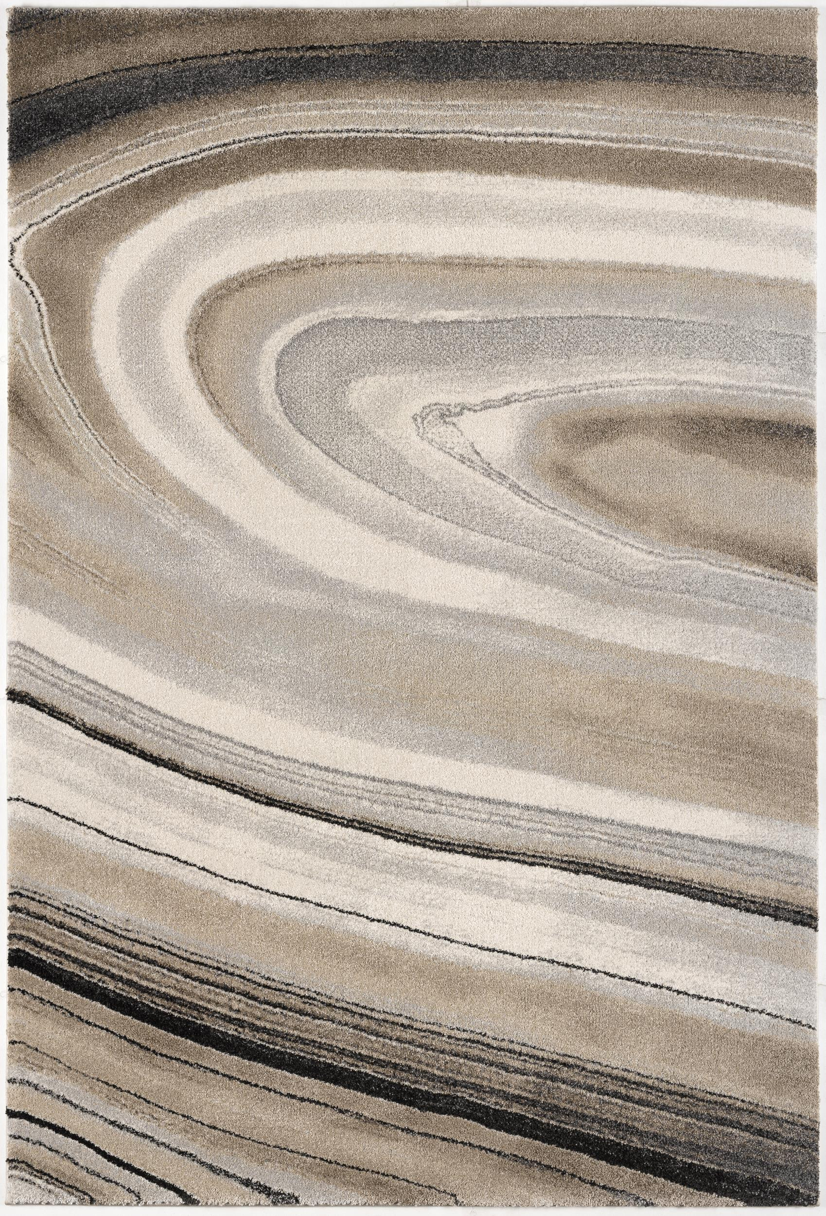 4" X 6" Cream and Tan Abstract Marble Area Rug