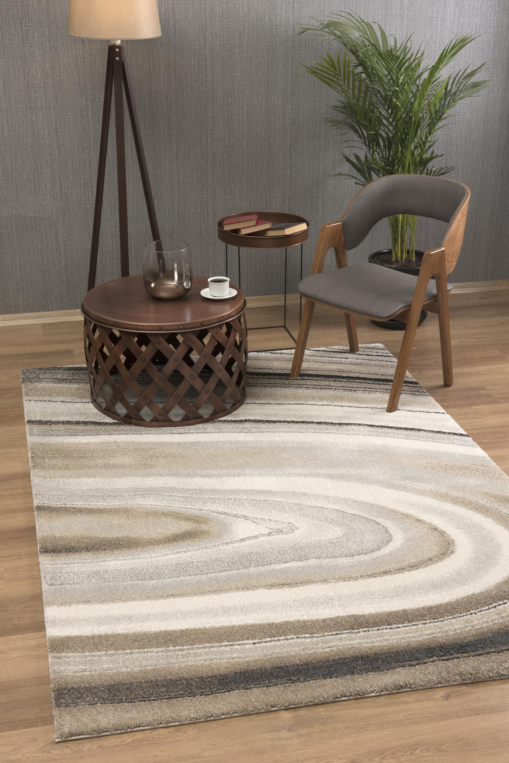 4" X 6" Cream and Tan Abstract Marble Area Rug