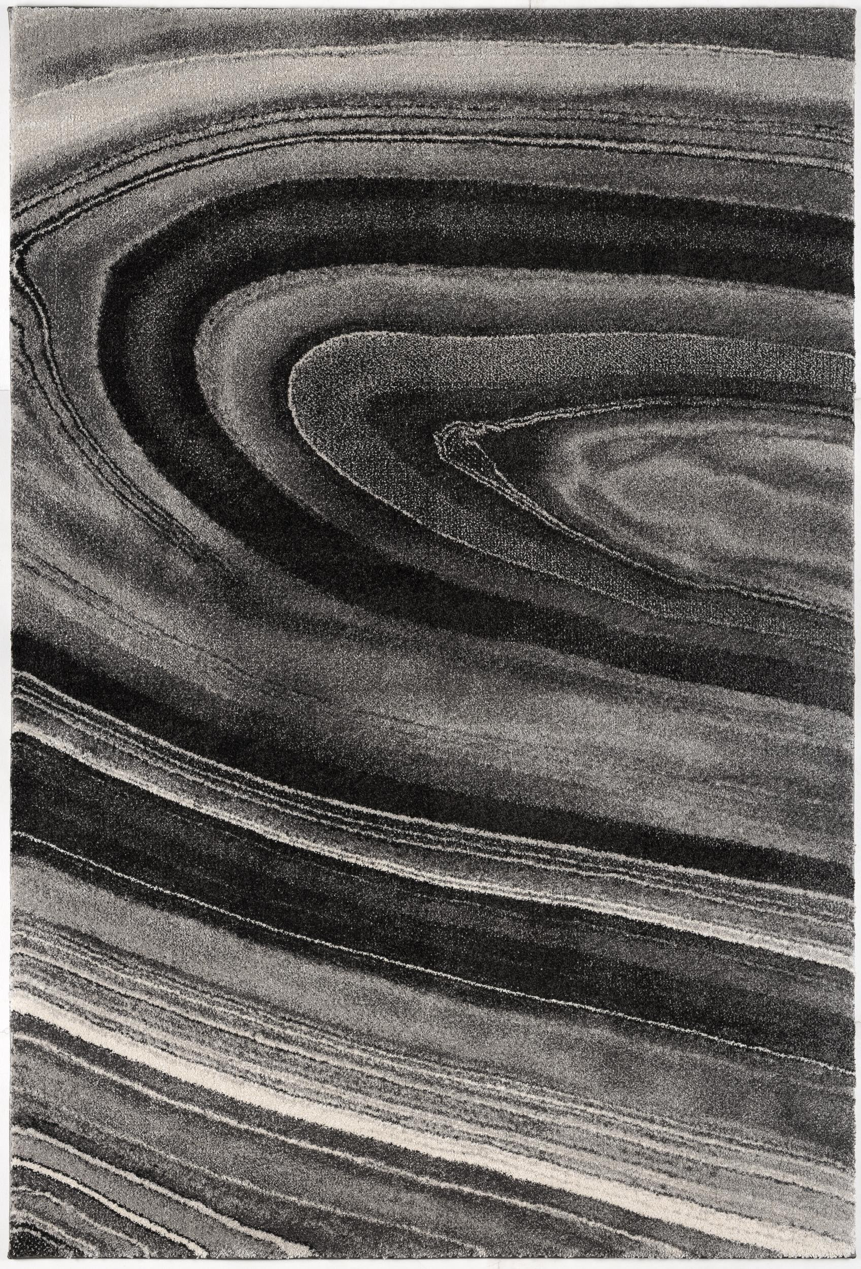 5" X 8" Dark Gray Abstract Illusional Area Rug