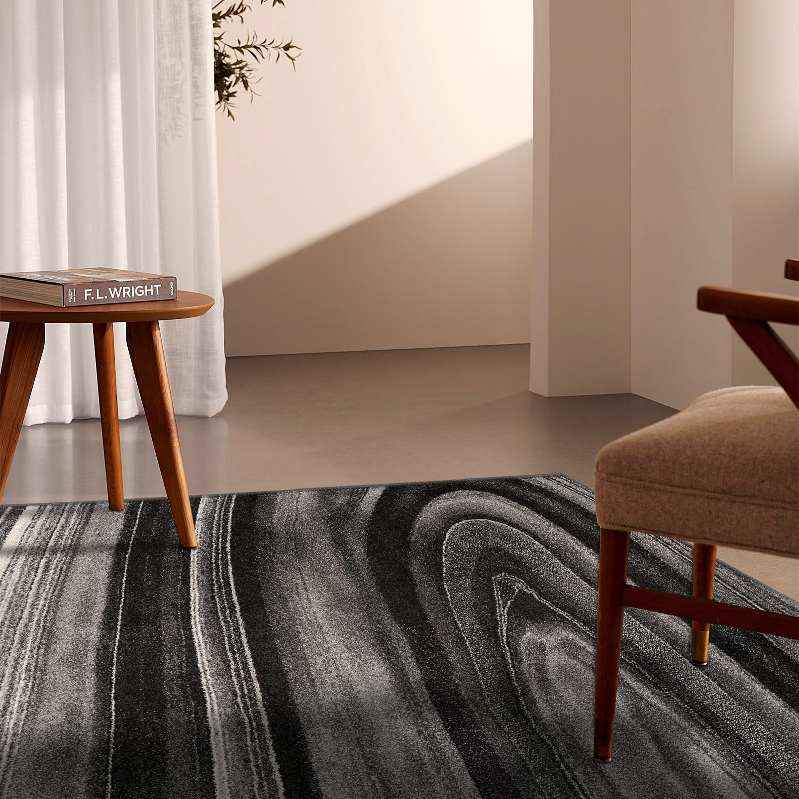 5" X 8" Dark Gray Abstract Illusional Area Rug