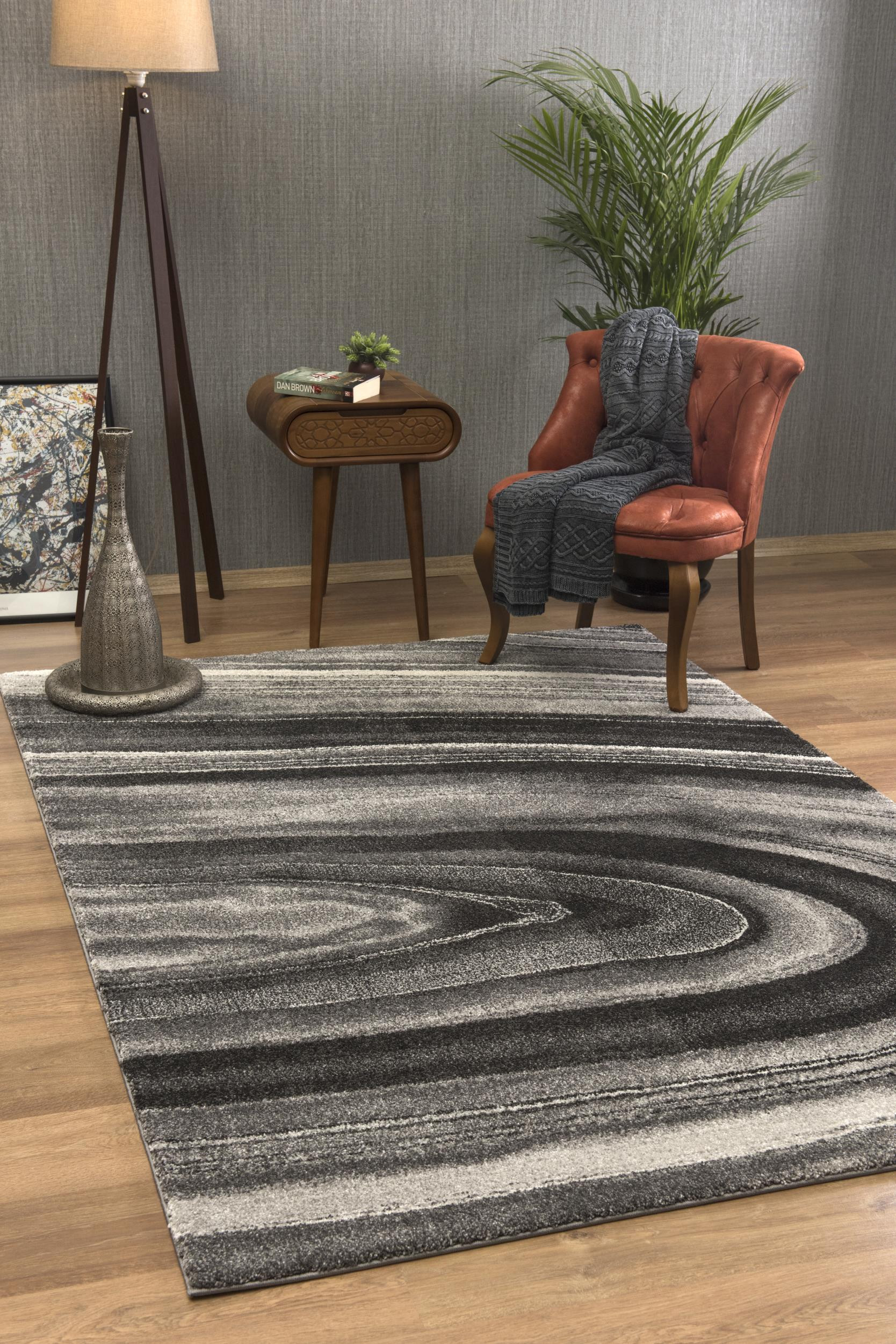 5" X 8" Dark Gray Abstract Illusional Area Rug