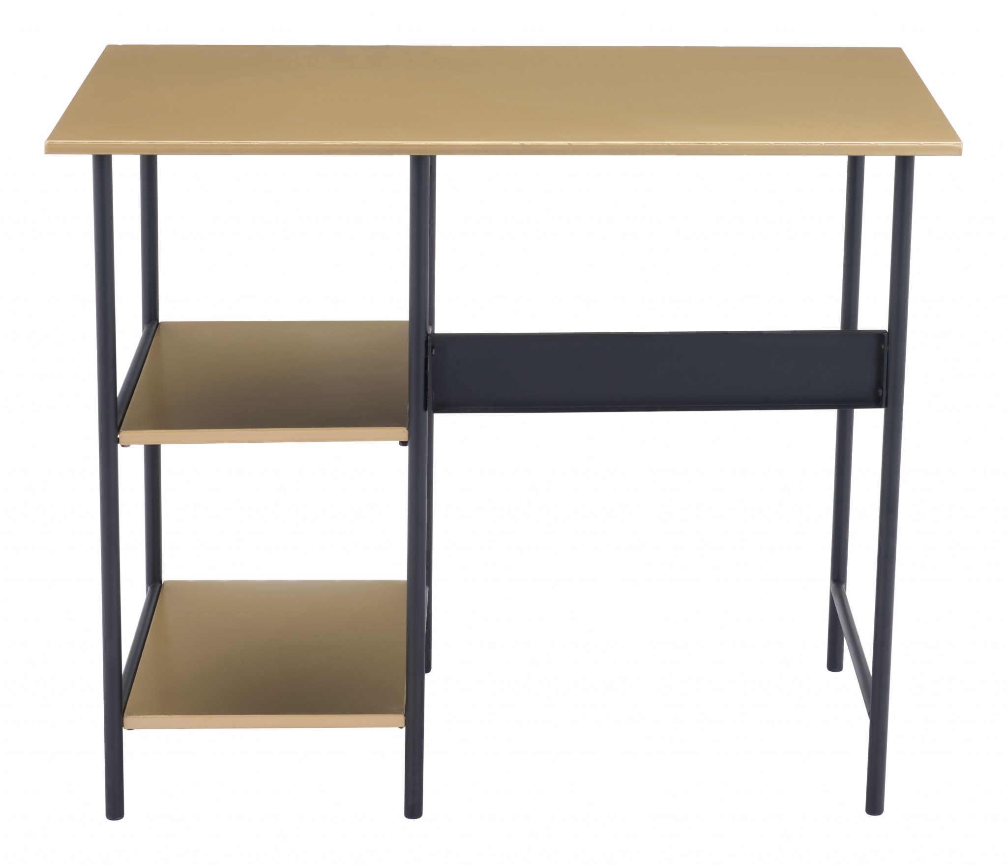 Stylish Brass and Black Open Concept Desk