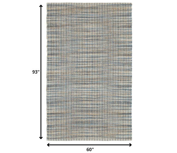 5' X 8' Blue Dhurrie Hand Woven Area Rug-395096-1
