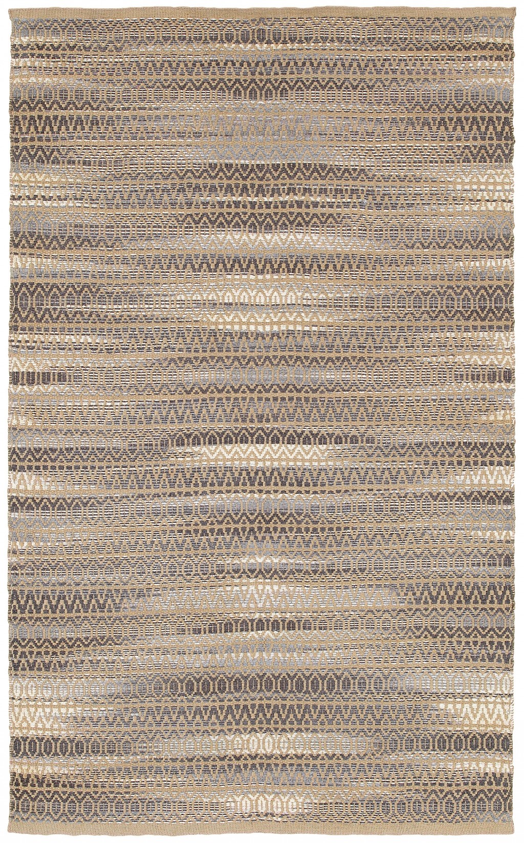 8’ x 10’ Gray and Tan Striated Runner Rug-395134-1