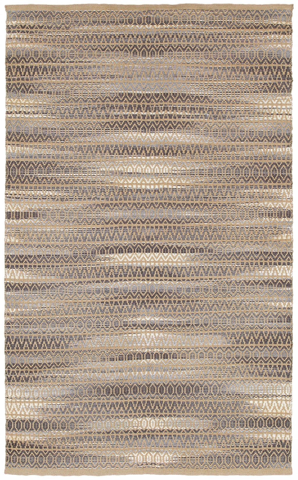 9' X 12' Gray and Tan Striated Runner Rug-395135-1