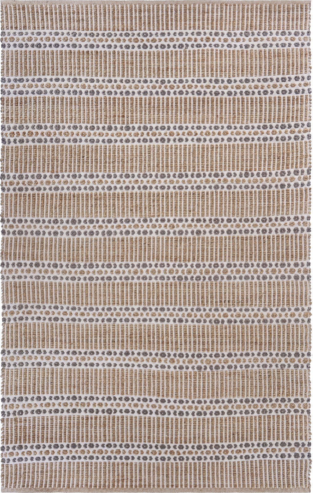 9’ x 12’ Tan and Gray Detailed Stripes Area Rug-395155-1