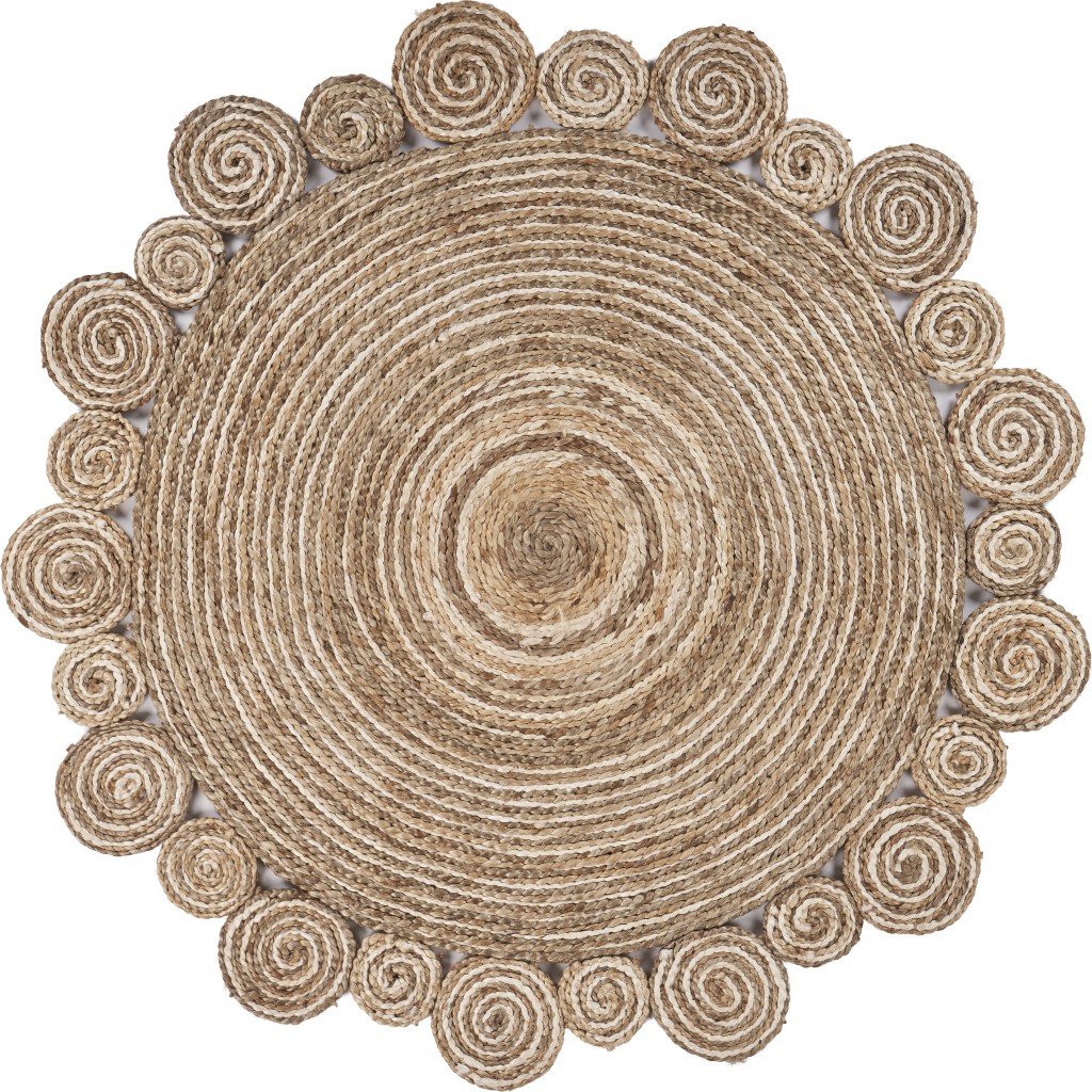 8’ Round Natural Coiled Area Rug-395185-1