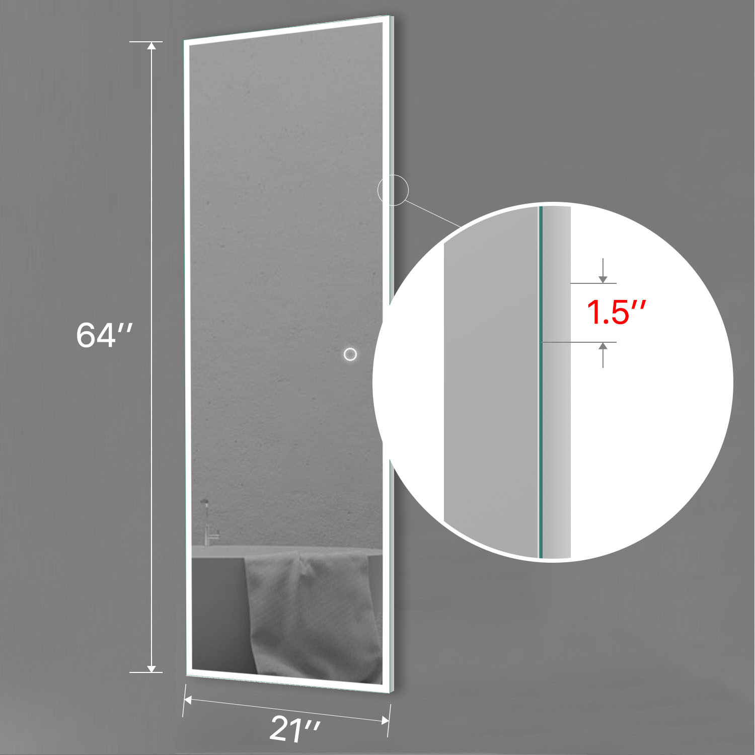 LED Backlit Rectangular Full-length Mirror