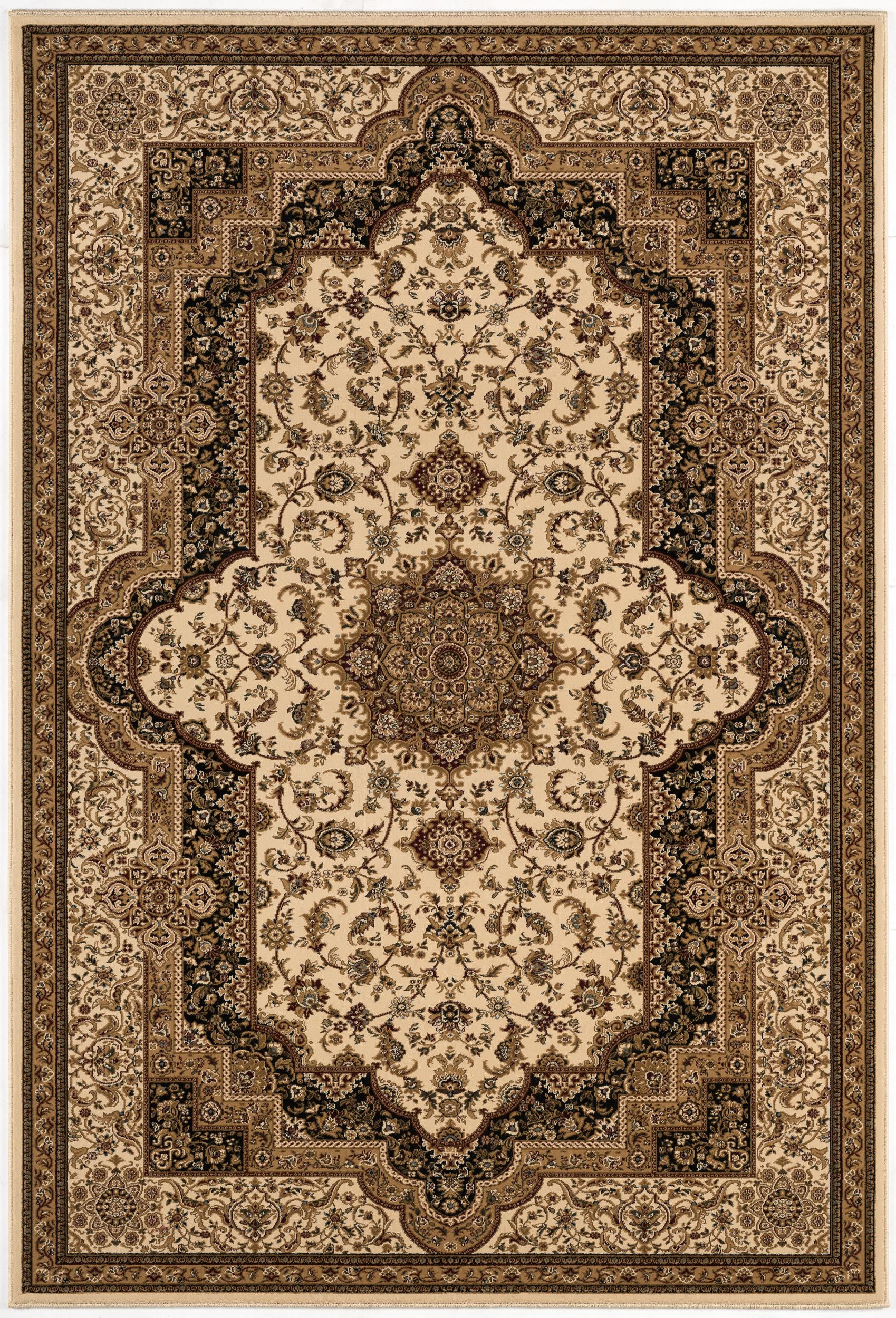 4" X 6" Black and Ivory Oriental Power Loom Area Rug