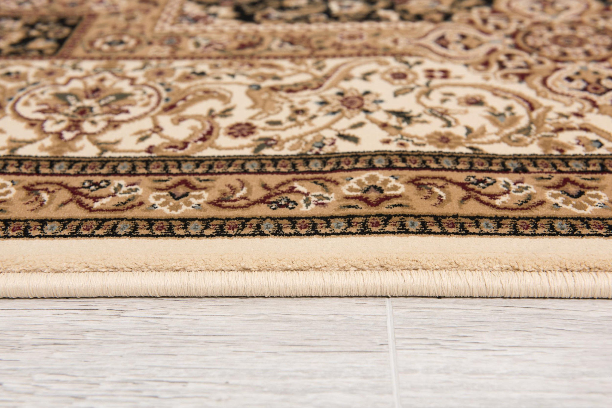 4" X 6" Black and Ivory Oriental Power Loom Area Rug